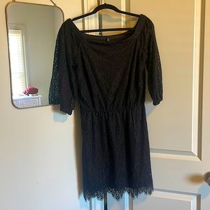 White House Black Market lace off the shoulder black dress never worn